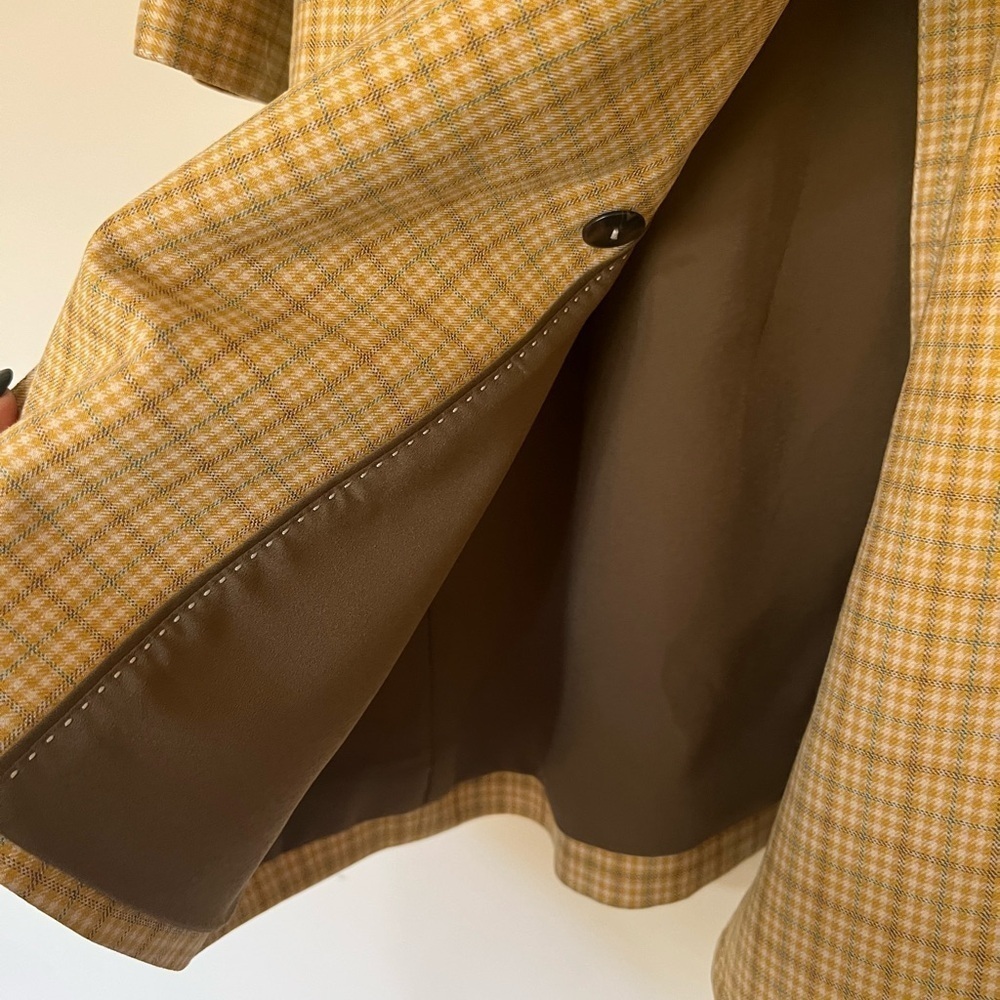 EP YAYING Plaid Wool Blend Double Breasted Longline Blazer Coat Size 2 Like New - Picture 6 of 12